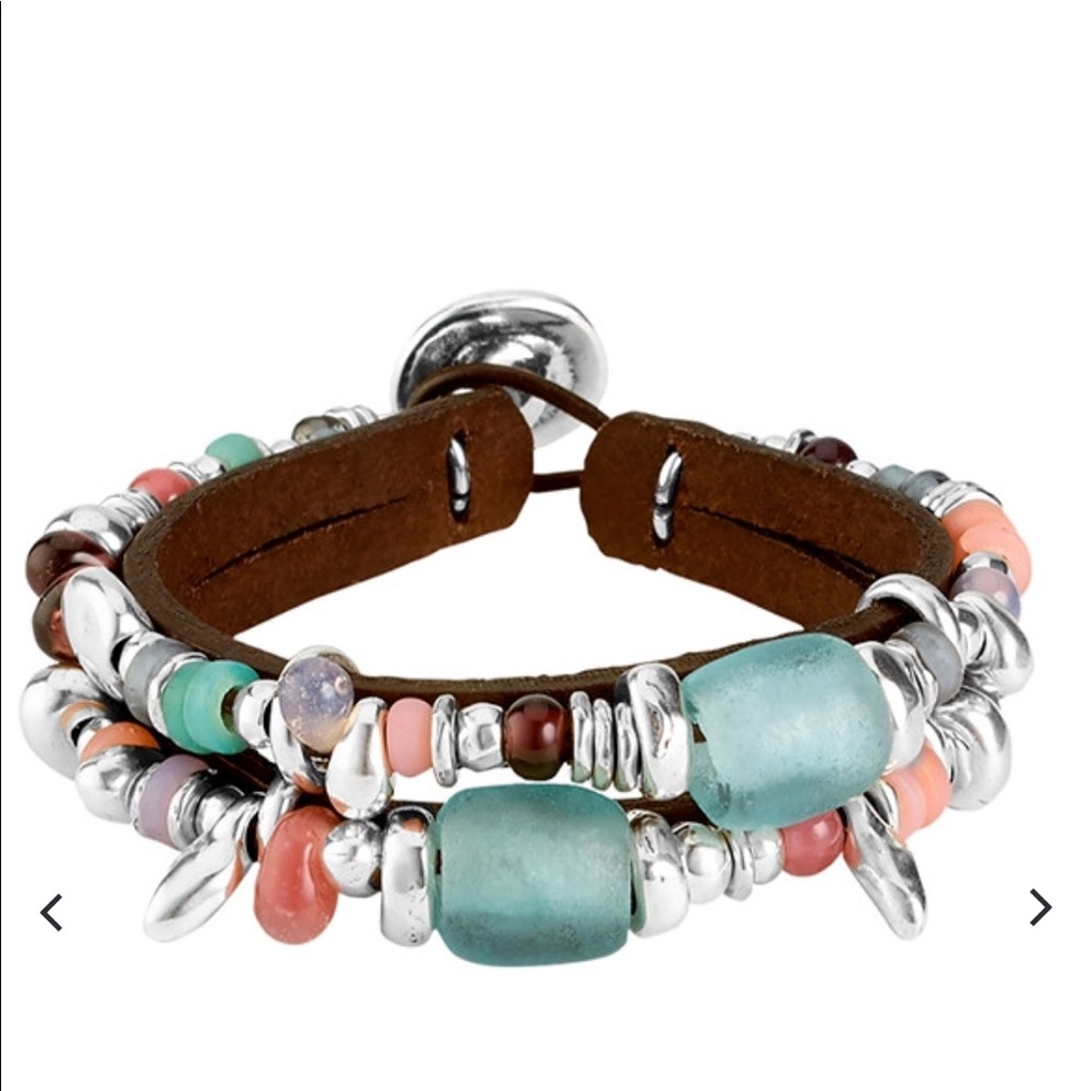 NWOT. Uno de 50 FEELINGS bracelet: silver, leather